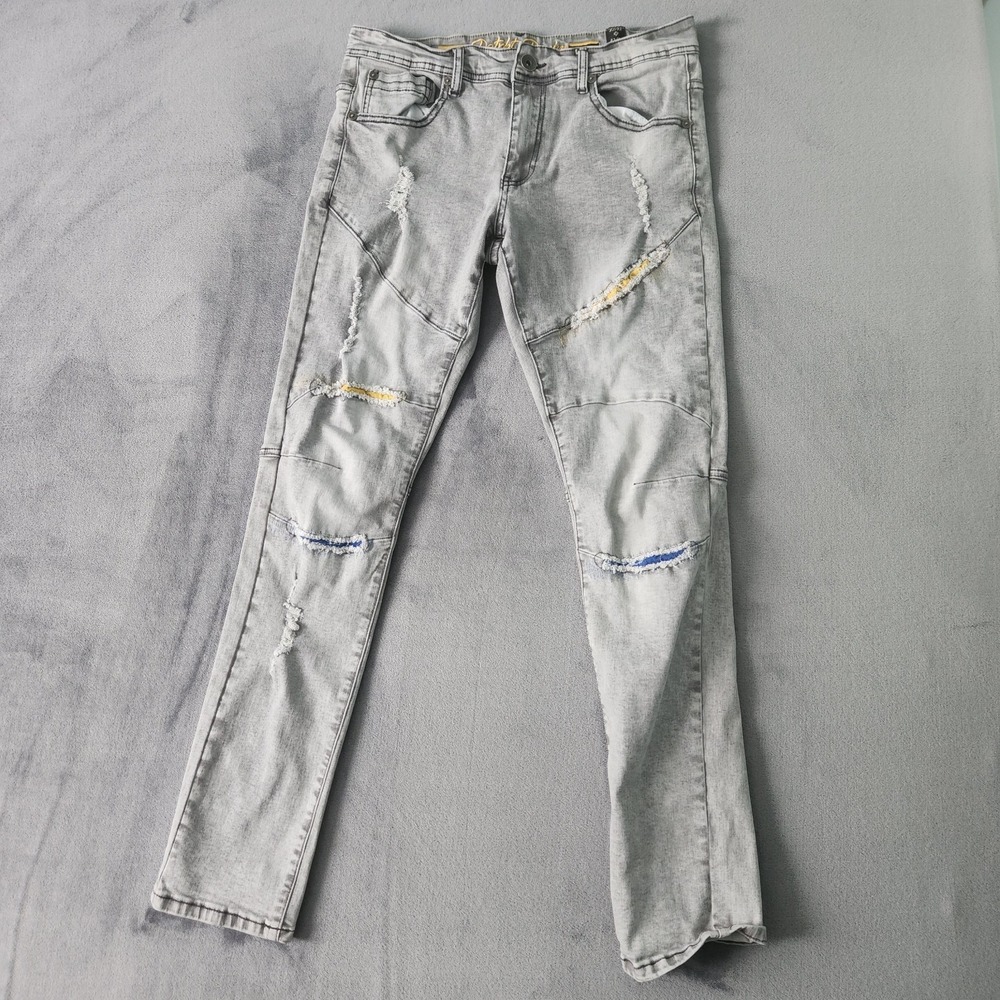 8IGHTH DSTRKT Jeans Mens Size 32x32‎ Gray Distressed Straight Leg Dstrkt Denim